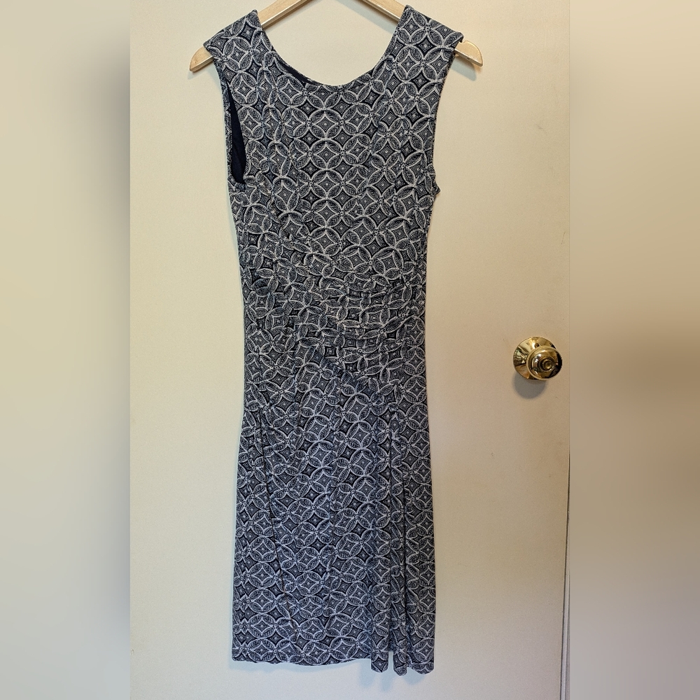 Navy Blue Sleeveless Pullover Ruched Waist Midi Dress - Women's Small